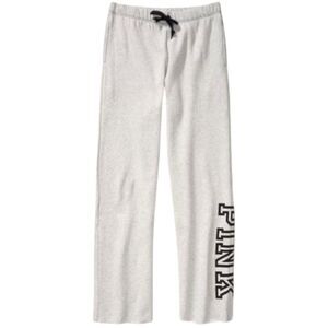 VS PINK Gray with Black Logo Everyday Lounge Boyfriend Sweatpants Size L